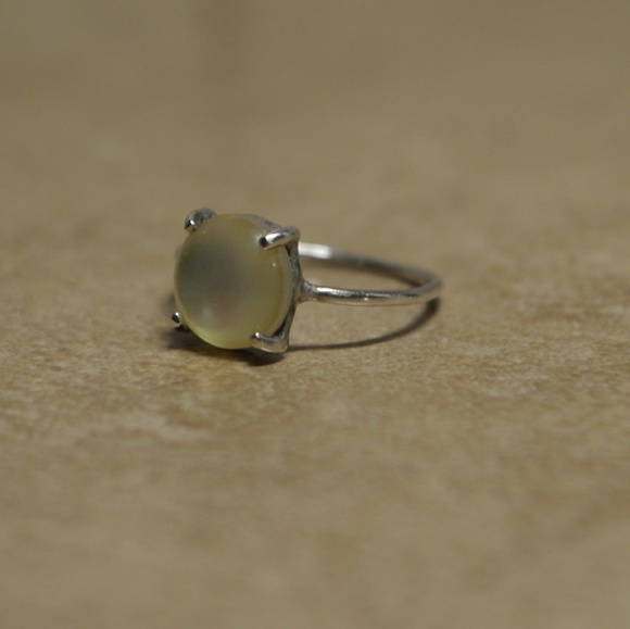 Sterling Silver Opal Midi Minimalist Ring - Picture 2 of 5